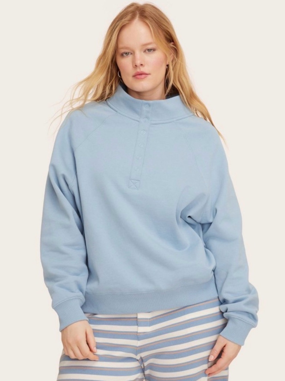 Parke x Target Snap Mockneck Popover Sweatshirt in light blue size L/XL NWT